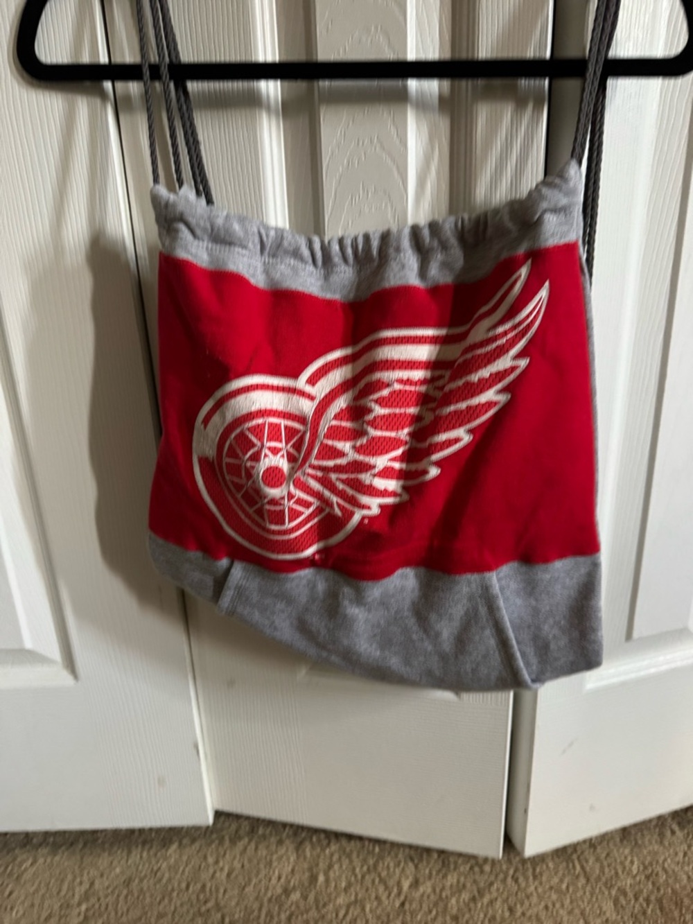 Red and Gray Detroit Red Wings Drawstring Tote